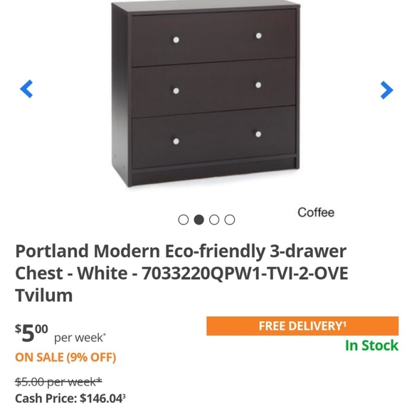 Portland Modern 3-drawer Chest - Grey